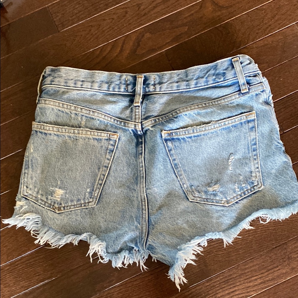 Agolde Blue Distressed Jean Shorts - Picture 3 of 3